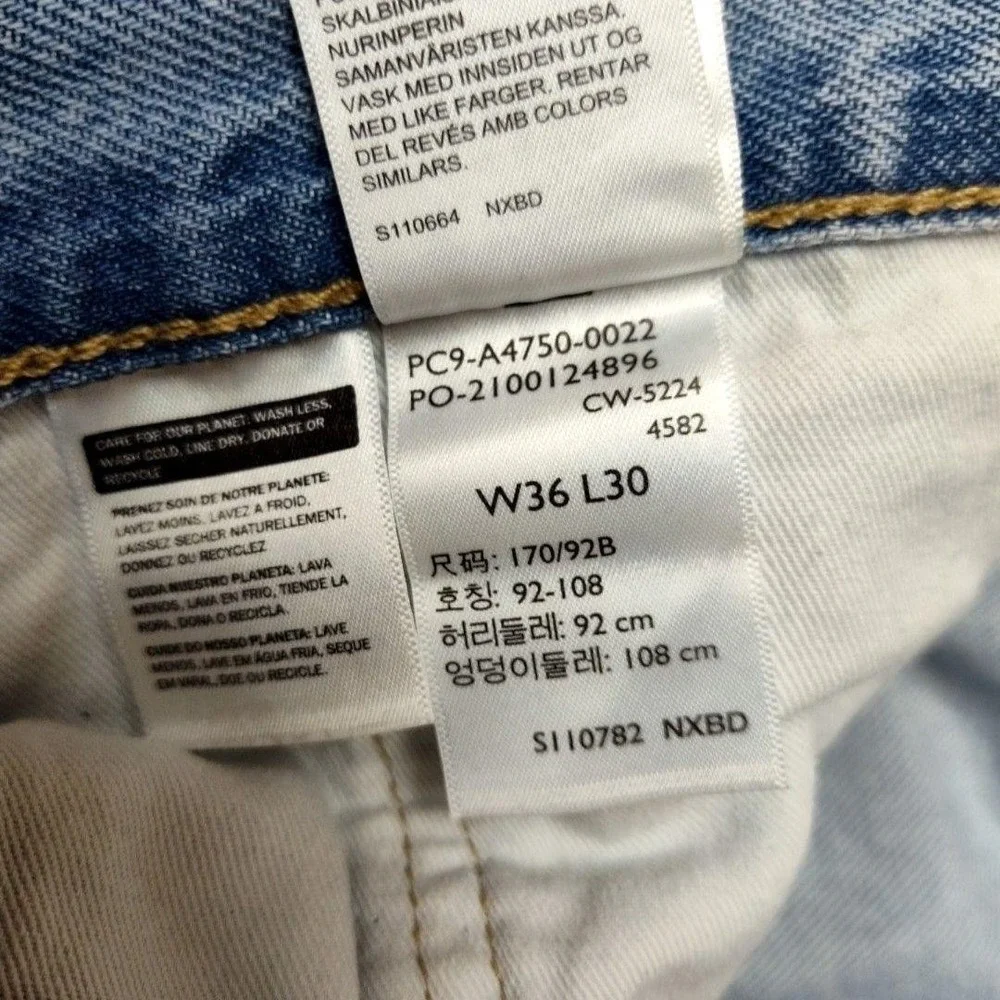 Levis 578 Jeans Mens 36x30 Blue Light Relaxed Premium Baggy Loose Distressed